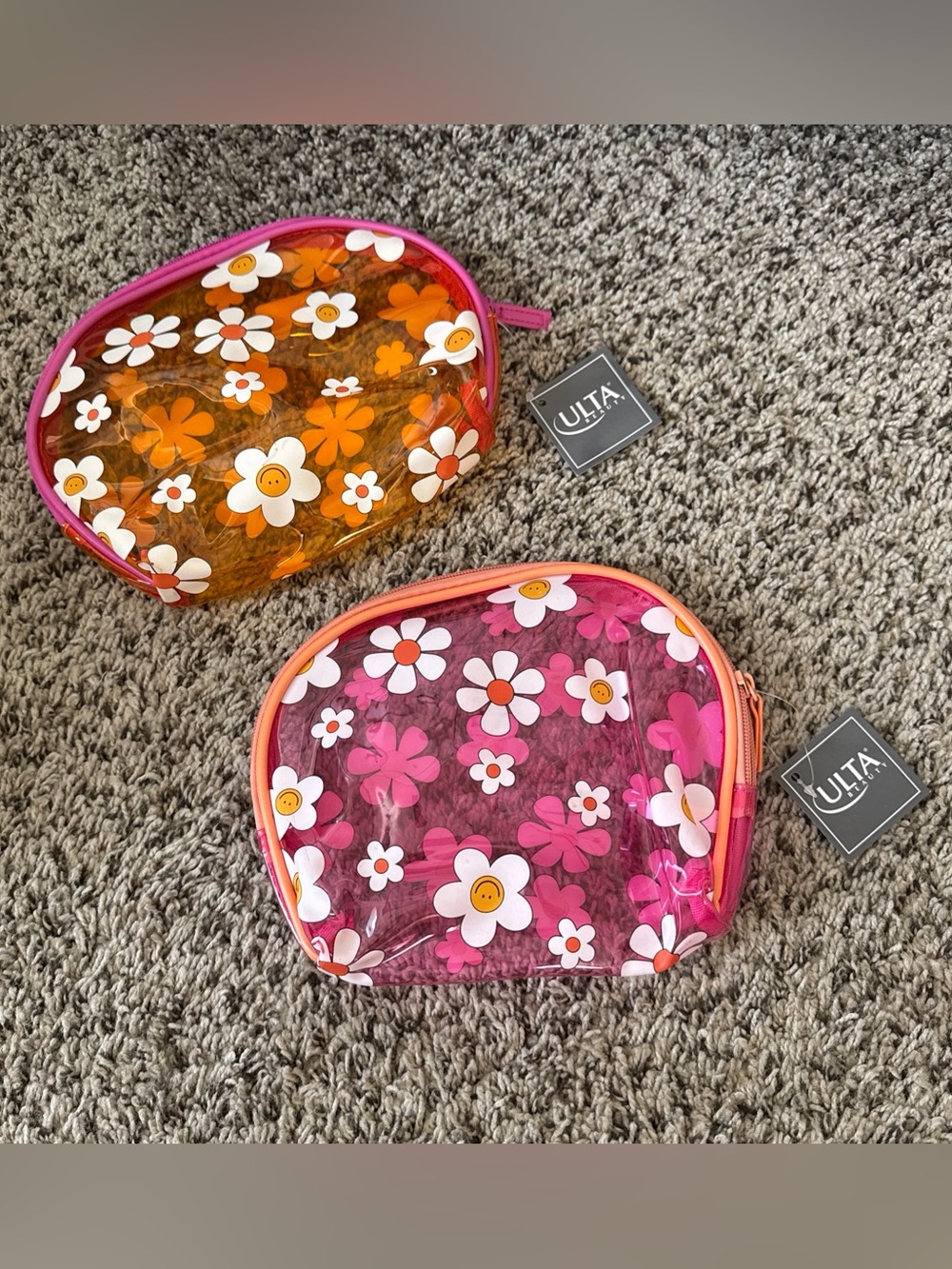 Ulta Beauty Pink & Orange Floral Clear Kids Cosmetic Bag
